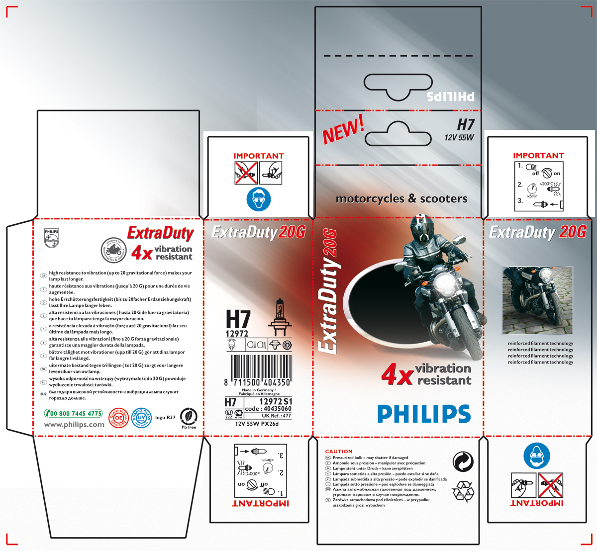 Philips ExtraDuty two-wheeler lighting packaging